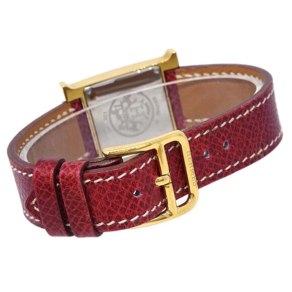 Hermes H Watch HH1.201 Quartz Watch Gold Red □F - Picture 3 of 7